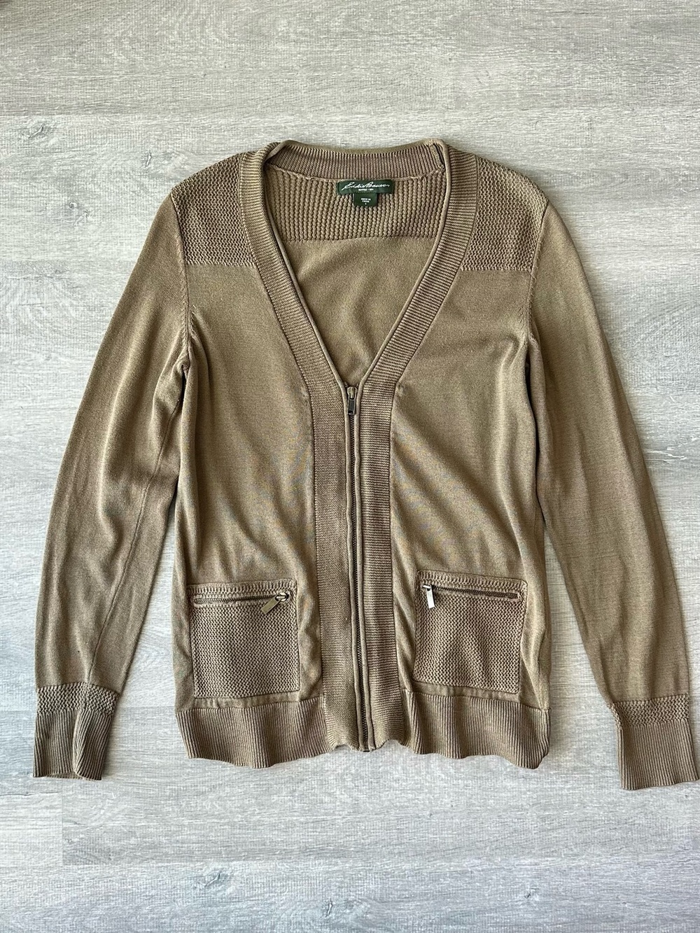 Eddie Bauer Brown/Olive Women's Zip Up Cardigan Sweater V-Neck